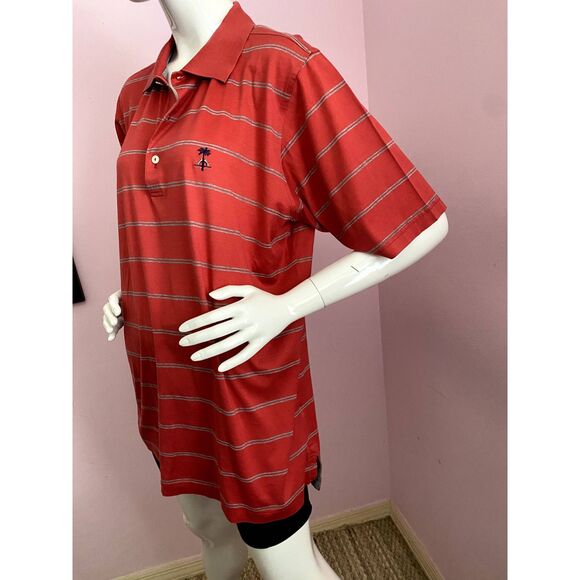 Vintage Fairway & Greene Polo Golf Shirt Mens LARGE Striped Red Cotton - Picture 4 of 15